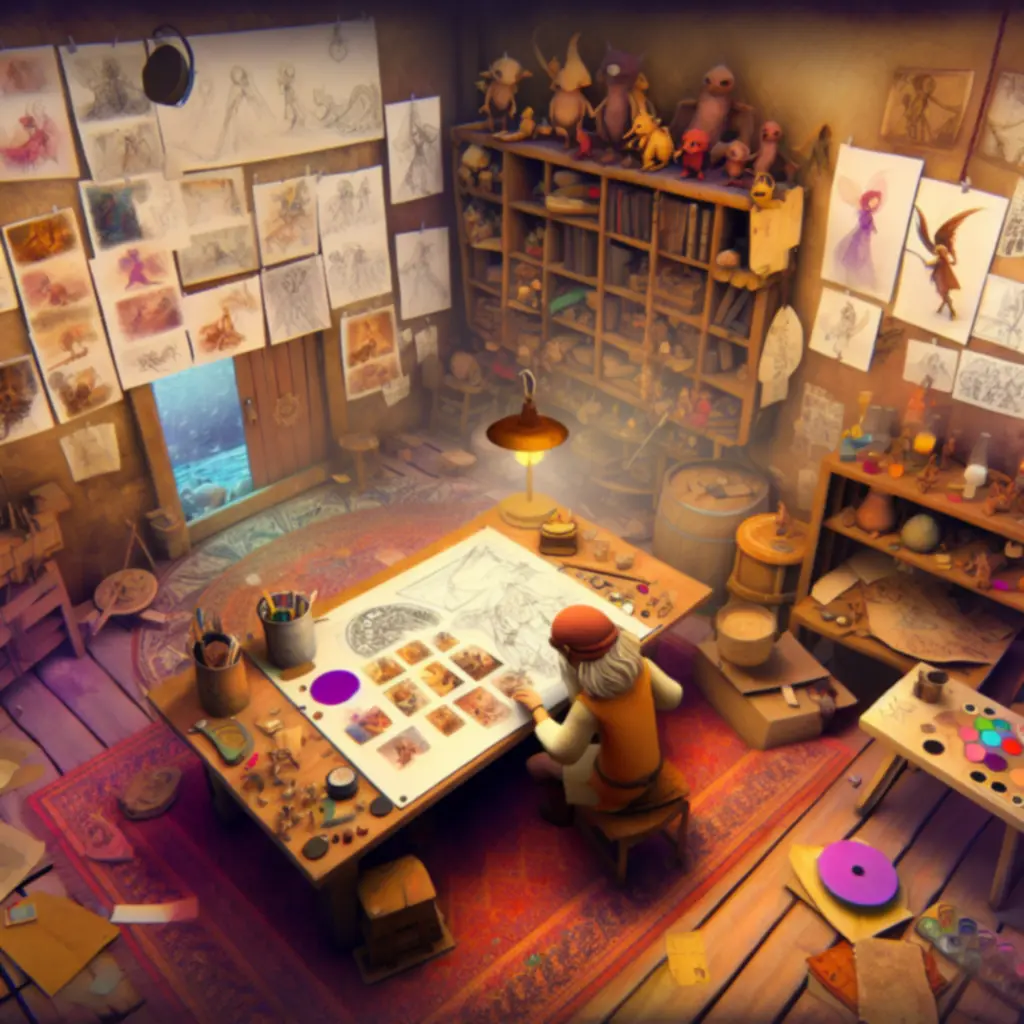 Szkice koncepcyjne i prototypowe ujęcia z procesu tworzenia It Takes Two.