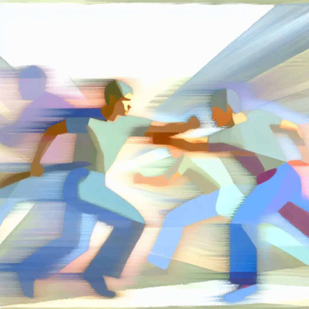 Dynamiczna scenka akcji w pastelowej, kreatywnej stylistyce
