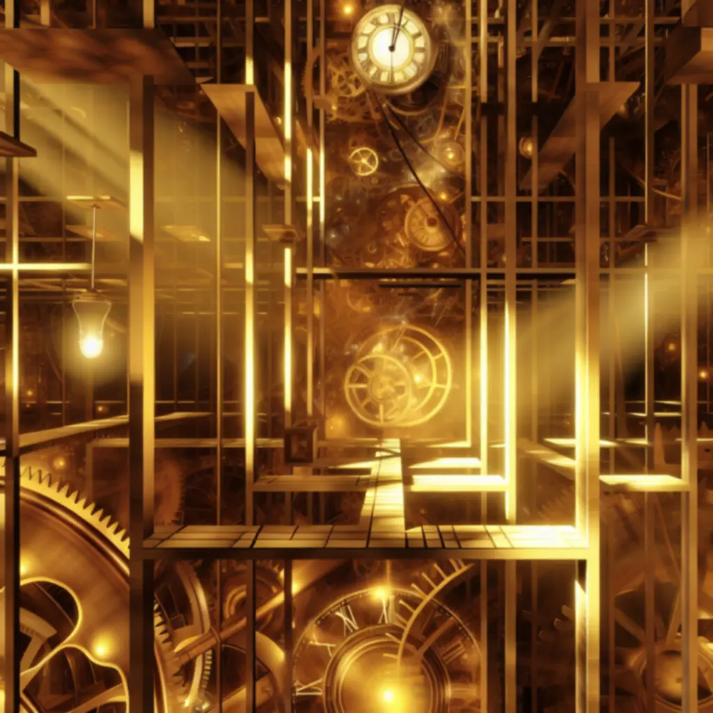 Poziom zegarowej wieży z mechanizmami czasu i precyzyjną synchronizacją ruchów