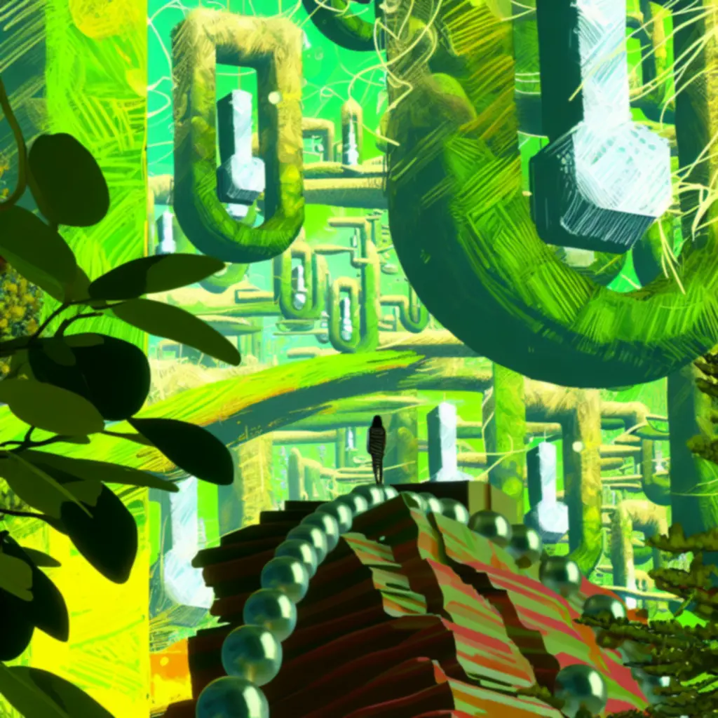 Poziom ogrodu z roślinnymi platformami i zróżnicowanymi przeszkodami