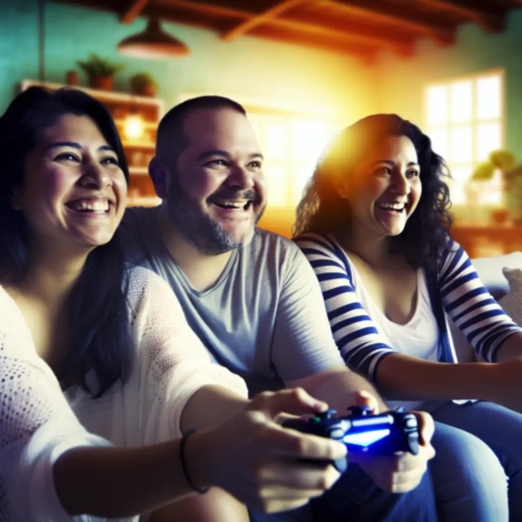 Gracze dzielący się wrażeniami przy wspólnej rozgrywce