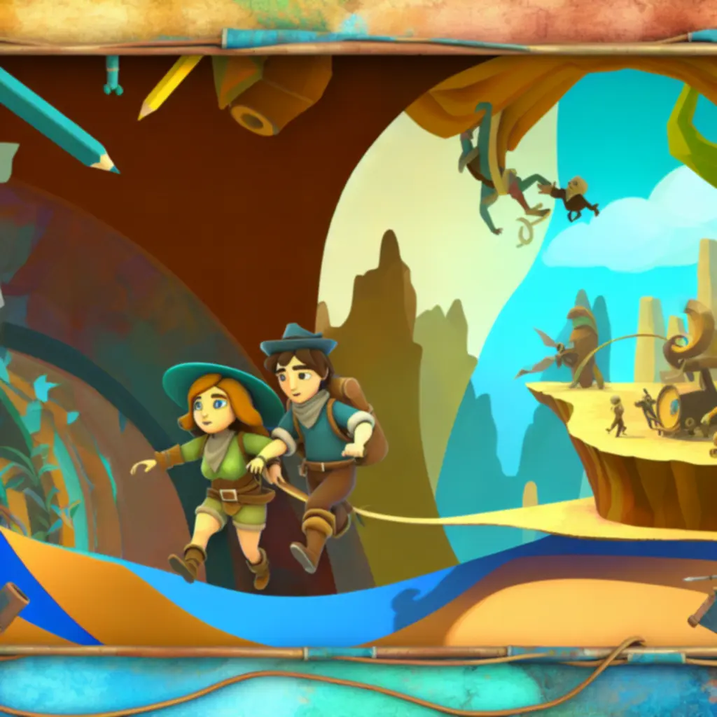 Dynamiczna kompozycja inspirowana It Takes Two, podkreślająca kooperację i zabawę.